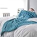 Fandian Crochet Mermaid Tail Blankets Photo Prop for Adults Women Teens Blue (Blue)