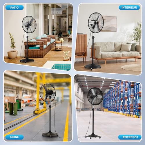 AVUXOR 50cm Outdoor Pedestal Fan with Remote Control, 4 Speed Oscillating Fan with Waterproof Brushless DC Motor, Industrial Fan for Patio, Garage, Warehouse, Factory