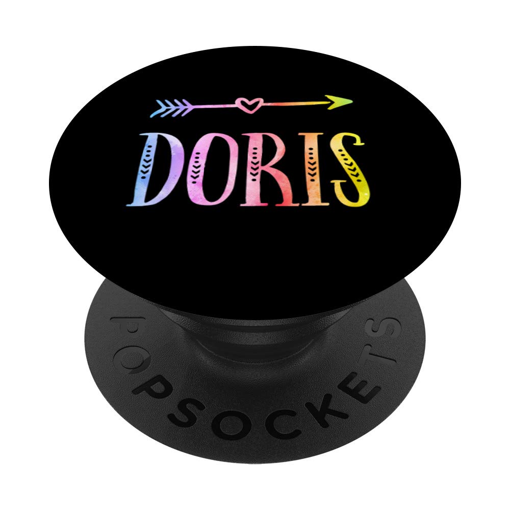 Doris Gift Black Pastel Watercolor Heart Arrow Doris PopSockets Grip and Stand for Phones and Tablets