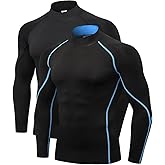2/3 Pack Men's Compression Shirts Long Sleeve Workout Shirts Mock Turtleneck Athletic Base Layer Active Undershirts Tops