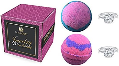 Bath Bombs with a Ring Inside - Gift Set of 2 Ultra Lush Fragrant Fizzies - Jewels Surprise Pink Red Swirl Fresh Roses Galaxy Natural Organic Essential Oil Shea Butter Handmade in USA (7)