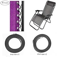 SS&CC Zero Gravity Chair Replacement Cords (4 Cords), Anti Gravity Chairs Replacement for Chair Repair, Elastic for Lawn Chair Patio Recliner Chair Repair Kit-Black