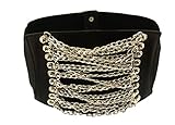 Blingkicks women's wide corset waist stretch belt cuban chains