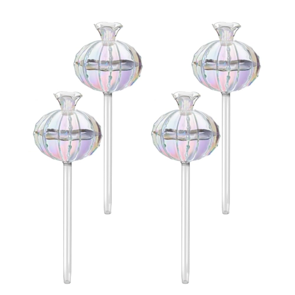 NISHZHU Plant Watering Bulbs Plant Watering Globes Glass Cactus Self Watering Planter Insert for Indoor and Outdoor Plants 4Pack Easy Install