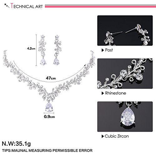 LILIE&WHITE Clear Crystal and Cubic Zircon Necklace and Earrings Jewelry Set For Women Wedding - Thumbnail 7
