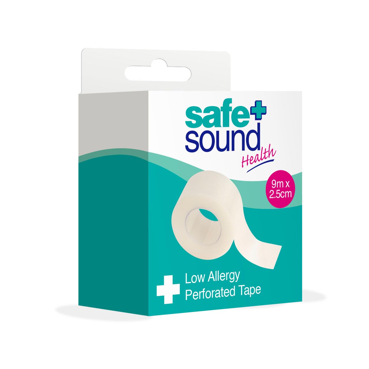 Safe & Sound Health Low Allergy Perforated Medical Tape 9m x 2.5cm – Breathable, Easy Tear First Aid Tape for Dressings & Wound Care