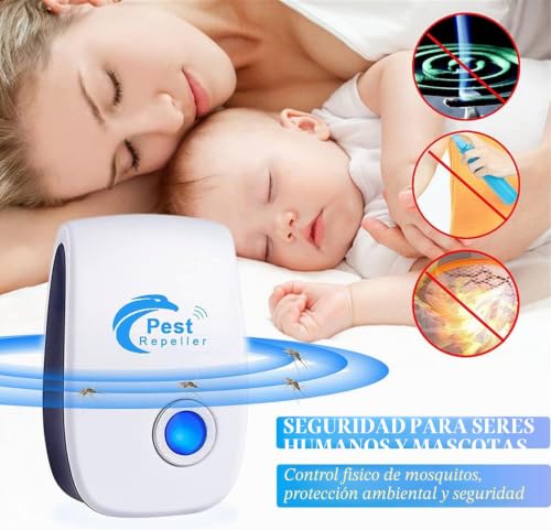 Ultrasonic Mosquito Repeller, 6 Pack Electronic Mosquito Repellent Pest Control, Ultrasonic Pest Repeller for Anti Mosquito, Flies, Mice, Cockroaches, Spiders, Rodents
