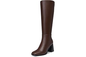 CELLENZ Women's Knee High Boots: 3 Inch Chunky Heel, Square Toe Tall Boot, Winter Fall Fashion Gogo Side Zipper Long Boots for Work,Night Out,Party,Dancing