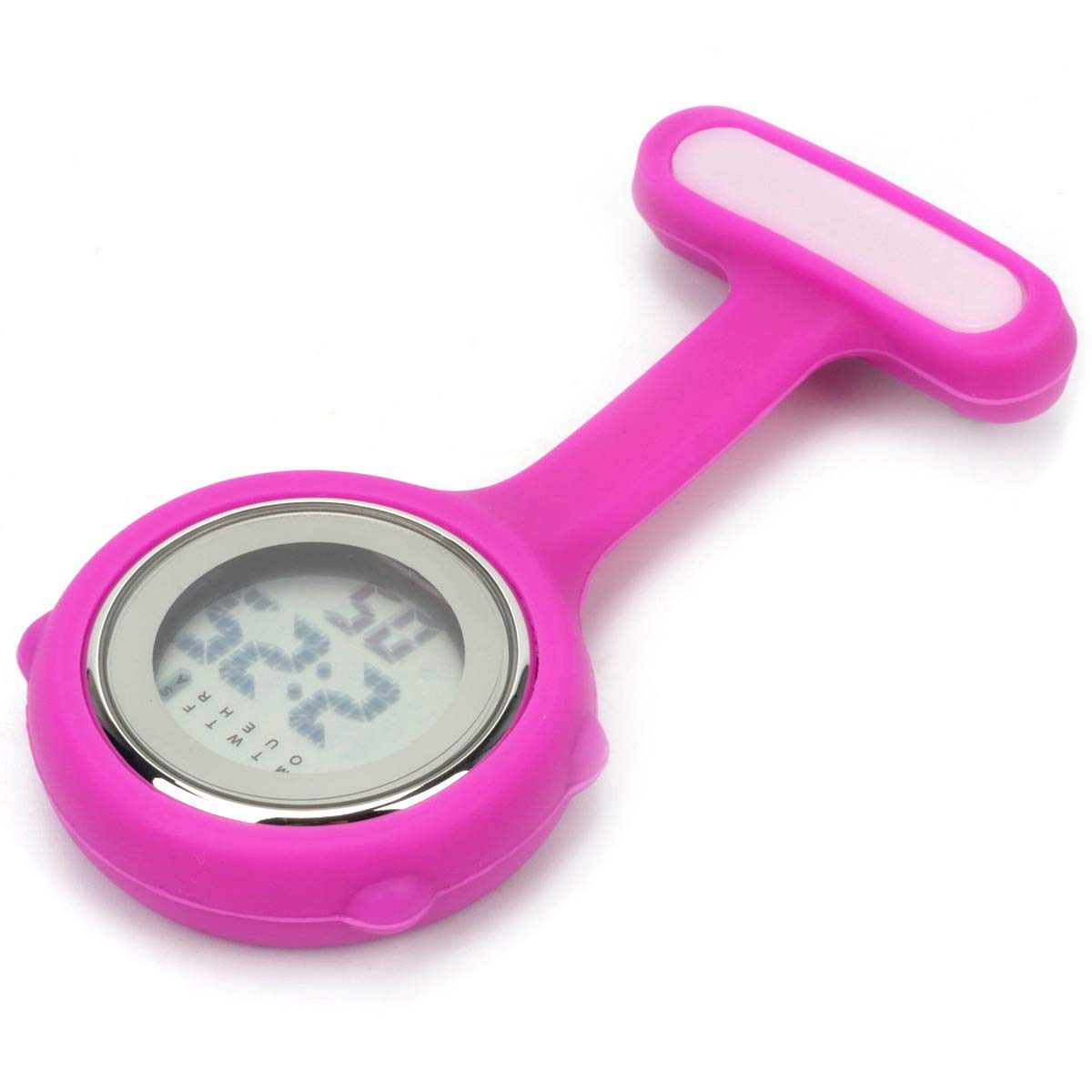 WONOLO Pin On Multi-Function Digital Silicone Fob Nurse Watch Night Lights Stopwatch for Women Men (Purple)