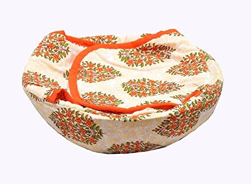 ABbuy Roti Cotton Cloth Basket, Washable with Chain, Traditional Roti Rumals with Assorted Colour, 100% Pure Cotton Cover Size :- 9 * 24 * 24 cm