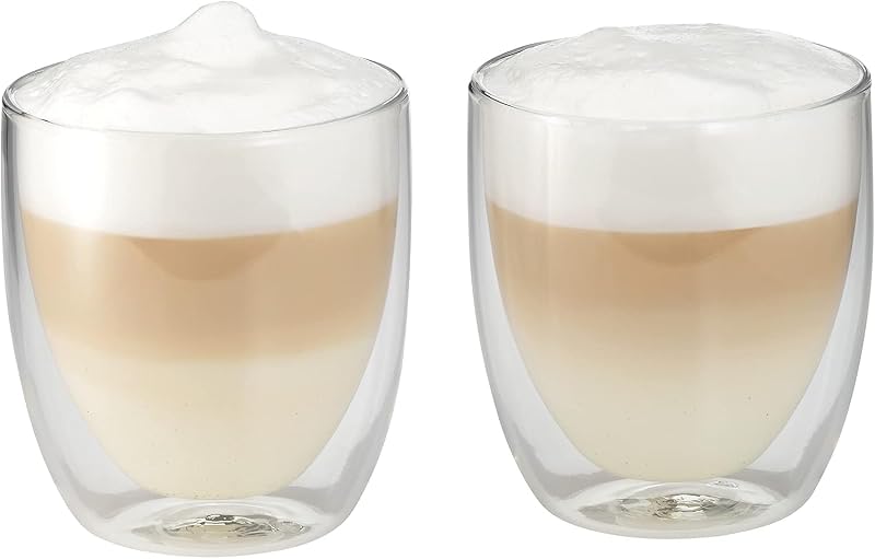 Kult doppelwandige Cappuccino Gläser Set 2-teilig, doppelwandige Gläser 250ml, Schwebeeffekt, Thermogläser, hitzebeständiges Teeglas, Kaffeeglas