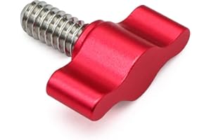 Wulankd 4 Pack 1/4"-20 x 1/2" Thumb Screw 304/18-8 Stainless Steel, Red Aluminum Knob, Standard/Coarse Thread