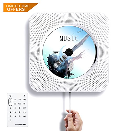 Tocode CD Player Wall Mountable Bluetooth Speaker Innovative Pull Switch with Remote HiFi Speaker USB Drive Player and MP3 3.5mm Headphone Jack