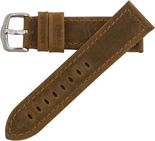 Hirsch 26mm Leather Watch Strap, Color:Gold-Toned (Model: 046330-70-26)