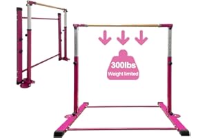 JC-ATHLETICS Gymnastic Kip Bar,Kids Girls Junior Ages 3-15,3' to 4.8' Adjustable Height,Home Gym Equipment,Home Training,1-4 Levels,260lbs Weight Capacity