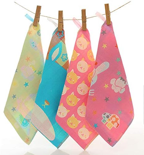 Uber World Cotton 4 Piece Unisex Handkerchief/Nursing Towel - Large, Multicolor