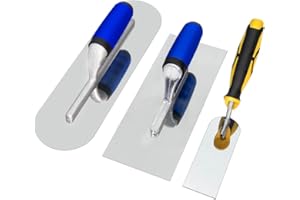 DIXIANG Concrete Tools Set Stainless Steel Flat Finishing Trowel (11" x 4.3") and Pool Trowel (14" x 4") and Margin Trowel (6" x 2") Drywall Cement Plastering Masonry Construction Hand Kit