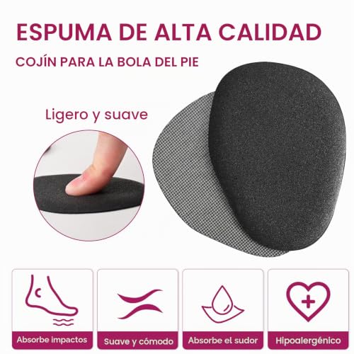 Metatarsal Pad - Non Slip Cushions for High Heels, Sandals and Weddings - Metatarsalgia Insoles for Pain Relief and Prevent Slipping (Black, 4 Pairs)