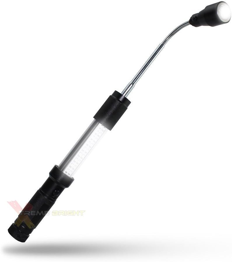Xtreme Bright LED Flashlight and Telescopic Magnetic Pick Up Tool - Portable Work Light - Features Tactical Flashlight Bar Light Combination