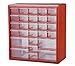 Stack-On DSR-27 27 Bin Plastic Drawer Parts Storage Organizer Cabinet, Red