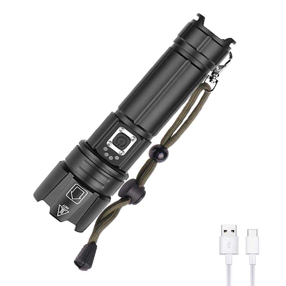 WESLITE LED Torch Rechargeable, 6000 Lumens XHP70.2 Torches LED Super Bright Powerful Handheld Flashlight High Lumens USB Chargeable Torch Zoomable 5 Modes for Camping Hiking Fishing