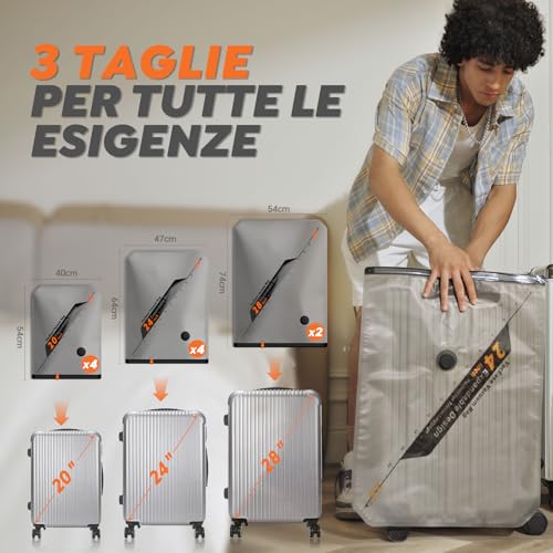 Vacbird 10 x Vacuum Bags with Wireless Vacuum Pump, 4 x 40 x 54 cm, 4 x 47 x 64 cm, 2 x 54 x 74 cm, Space-Saving Clothes Vacuum Bags - Ideal for Travel and Organizing Luggage