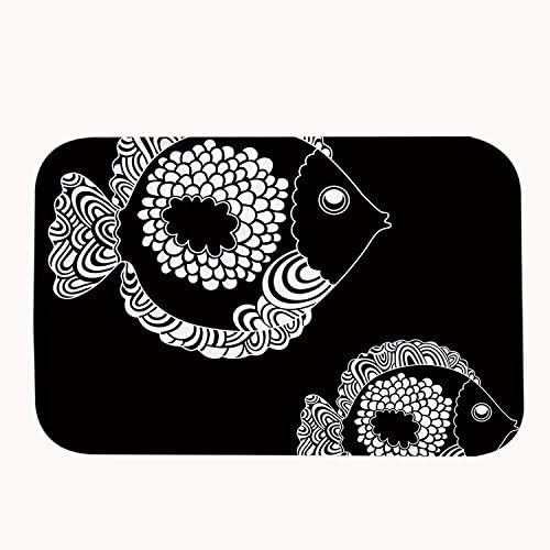 Poieloi Aquarium Fish Black Color Indoor or Outdoor Mat Super Absorbent Doormat 20" x 32"