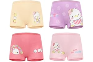 Girls Underwear Toddler Cartoon Print Soft Breathable Elastic Cotton Boyshort Panties 4 Pack