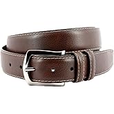 Torino Leather Contrast Stitched Italian Soft Calfskin Belt - Brown 38