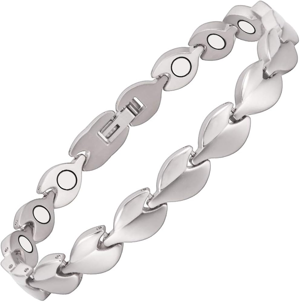 Titanium Magnetic Anklet Ankle Bracelet for Women with Magnets Jewelry (silver), 22.5 cm
