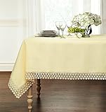 GoodGram Ultra Luxurious Textured Macrame Trim Fabric Tablecloth Assorted Sizes & Colors - Beige, 60