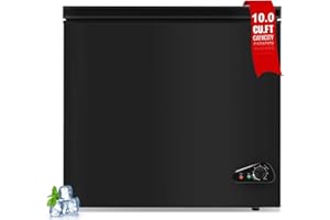 OOTDAY 10.0 Cu Ft Deep Freezer with 7 Level Adjustable Temperature, Large Chest Freezer with Removable Storage Basket, Quiet Freezer Free-Standing Top Door Energy Saving Suitable for Dorm/Home, Black