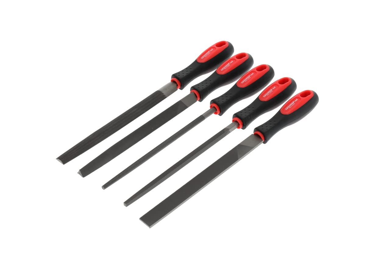 GEDORE Red File Set 5 Pieces Special Steel with Plastic Bag 2-Component Handle Red/Black