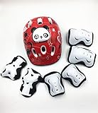 ASIBT Kid's Skateboard Helmet Sets Cycling Roller Skating Helmet Elbow Knee Pads Wrist Sport Safety Protective Guard Gear Set for Children of age 3-8 years old (Red)
