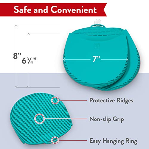 New for 2020! 100% Silicone Pot Holders & Oven Mitts. A Silicone Mitt is Healthier Than Cotton & Easier to Clean, Won't Grow Mold or Bacteria. Heat Resistant, Non-Slip & Flexible (Teal, 1 Pair)