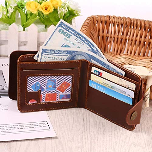 fannay Men\'s Leather Passcase Wallet, Lightweight Wallet with Textile Lining, Exercise Machine Attachments