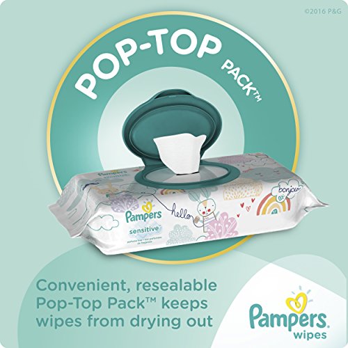 Pampers Sensitive Wipes Travel Pack 56 Count,  (Pack of 8)