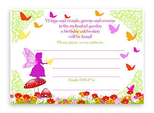 Garden Fairy LARGE Invitations - 10 Invitations 10 Envelopes