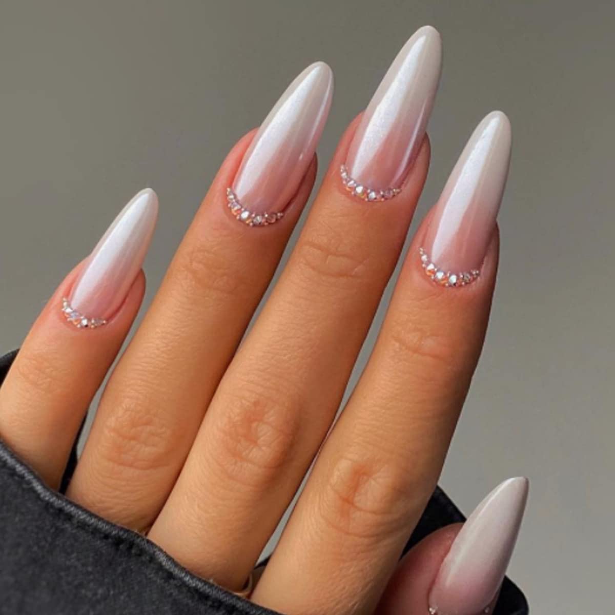 Brishow Coffin False Nails Natural Pink Press on Nails French Short Fake Nails Ballerina Acrylic Stick on Nails 24pcs for Women and Girls (a)