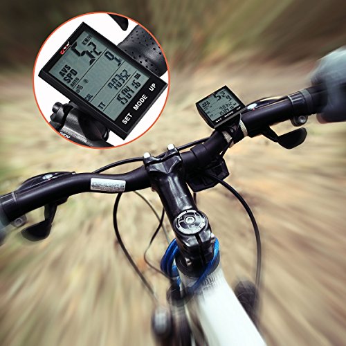 Wirless Bike Speedometer Computer - Multifunction Bicycle Cycle Cycling Odometer Computer Waterproof with Backlight Large LCD Screen