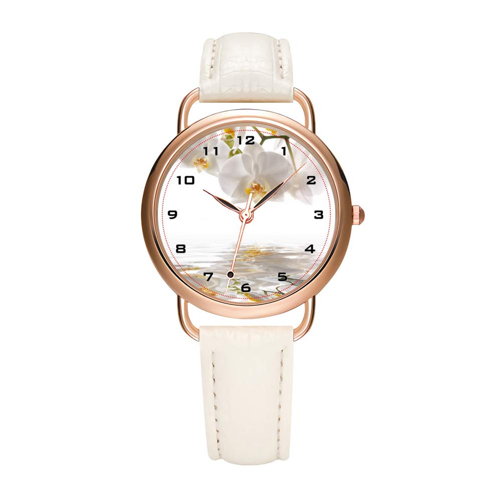 Women's Watches Brand Luxury Fashion Ladies Watch White and Black Leather Band Gold Quartz Wristwatc