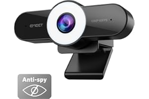 EMEET 1080P Webcam with Microphone - 60FPS Streaming Camera with Light, 3 Level Lights, 2 Noise-Cancelling Mics, C970L Computer Camera with Privacy Mode, Autofocus HD Webcam for Meeting/Gaming/Class