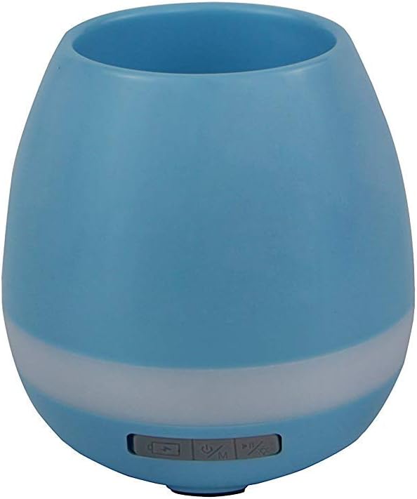 Shun taken Music Flowerpot, Smart Touch Plant Piano Music Playing Flower pot LED Light Round Plant Pots Bluetooth Wireless Speaker (without Plants) (Blue)