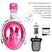 HELLOYEE Full Face Snorkel Mask for Adults Kids Panoramic View Snorkeling Mask Free Breathing Anti-Fog Anti-Leak Design with Detachable Camera Mount (Pink, XS)