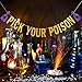Gold Glitter Pick Your Poison Banner Potion Bar Banner, Pick Your Poison Sign Halloween Party Banner for Haunted Mansion Home Halloween Hocus Pocus Party Decorations