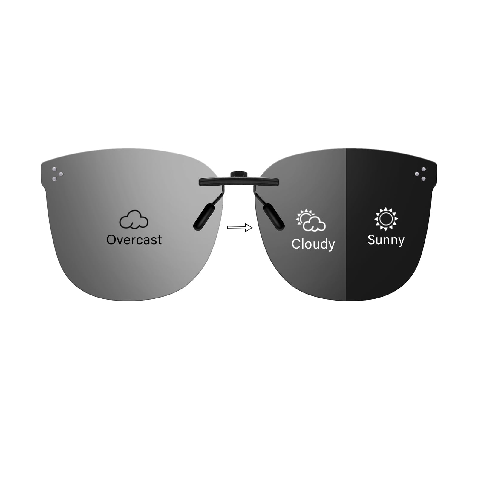 Photo 1 of VIEWBETTER Photochromic Clip On Sunglasses for Women Men Polarized & UV400 Protection Sun Glasses Rimless Lightweight PH3169