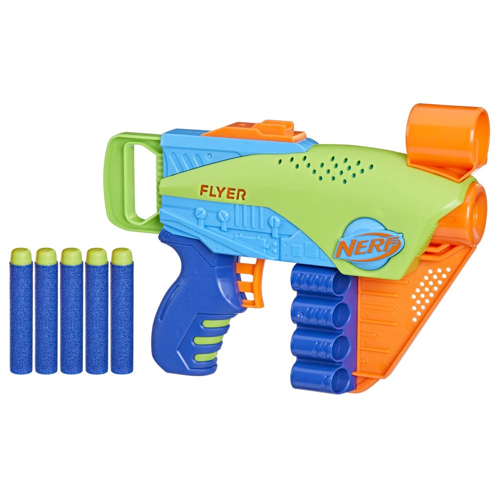 Nerf Elite Junior Flyer, Easy Play Dart Blaster with 5 Nerf Elite Darts