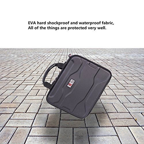 Electronics Organizer Travel Bag Accessories Cable Cord Gadget Gear Storage EVA Hard Cases for 10.5 Inch Tablet Large (Black) - Thumbnail 5