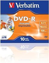 Verbatim DVD-R AZO 4.7GB 16x Printable Jewel Case 10 Pack Silver view 6