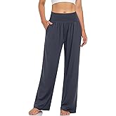 FireSwan Women's Wide Leg Sweatpants High Waisted Casual Yoga Pants with Pockets Flowy Comfy Loose Lounge Pants(Dark Grey XXL)